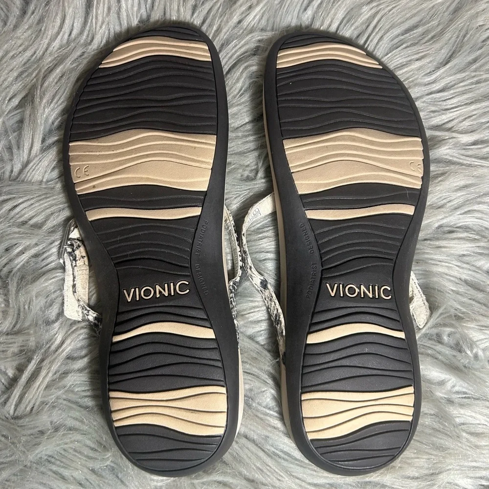 Vionic Rest Karina Snakeskin Print Thong Sandals Supportive Stylish Sandals Sz 9